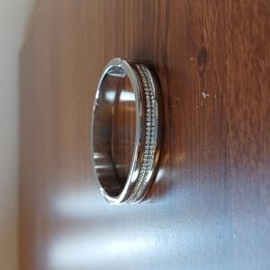 Beautiful Silver Tone Small Bangle Bracelet with Crystals